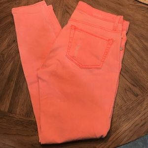 Light Orange Denim Capris